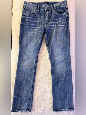 BKE Men's Blue Washed Straight Jeans